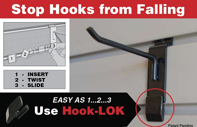 Slatwall Hook LOK (Locks Hook to Slatwall Panel) - Pack of 12